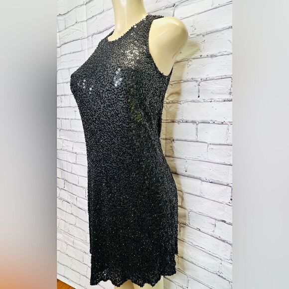 CARMEN MARC VALVO embellished sequins  Silk Mini Dress size 2 - Picture 3 of 5